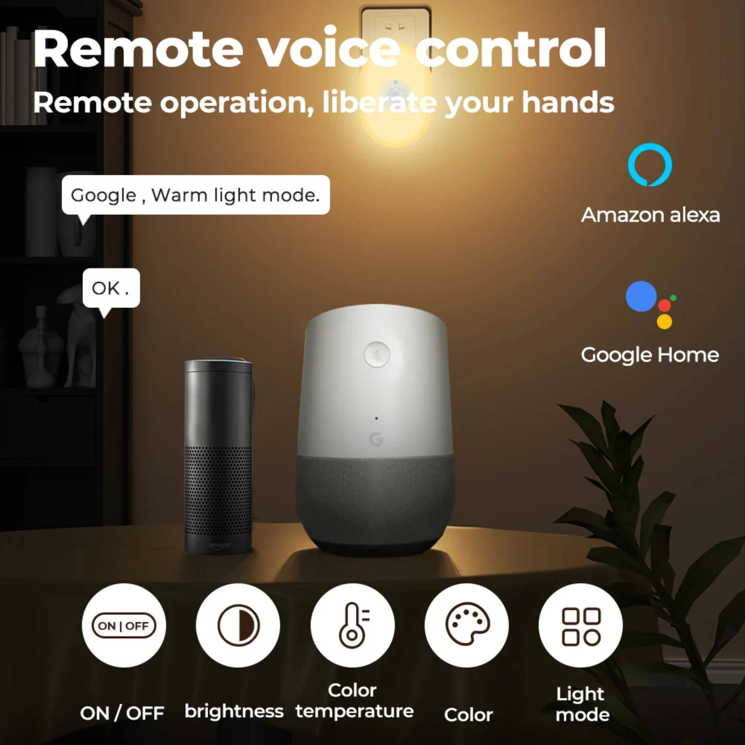 สะดวก มีสไตล์ และทันสมัย Motion Sensor ไฟกลางคืนอัจฉริยะสําหรับห้องนอน - รองรับ Alexa ควบคุมด้วยเสียง RGB Warm White