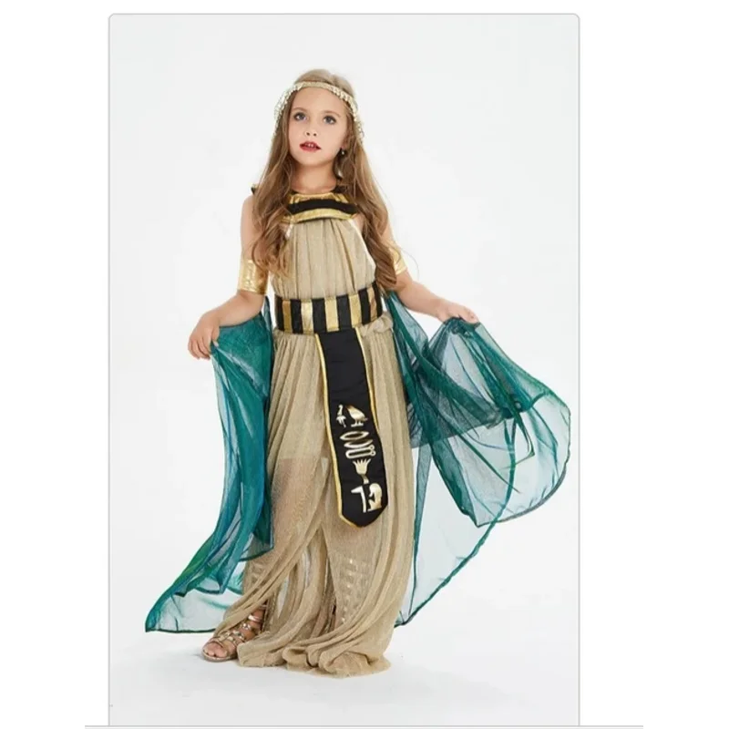 Halloween Cosplay Costumes para Crianças, Antigo Egito, Vestido Cleatra, Príncipe Princesa Fantasia, Festa de Carnaval