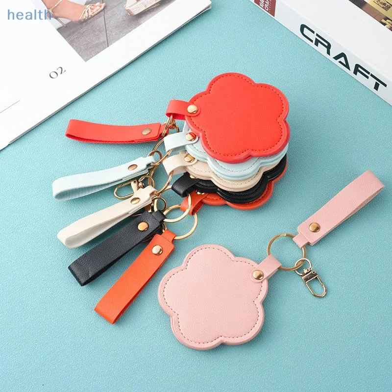 حقيبة ظهر صغيرة من جلد البولي يوريثان معلقة سلسلة مفاتيح محمولة للنساء حزمة مرآة لوضع مساحيق التجميل كيرينغ لطيف صغير ملحق سيارة كيرينغ هدية