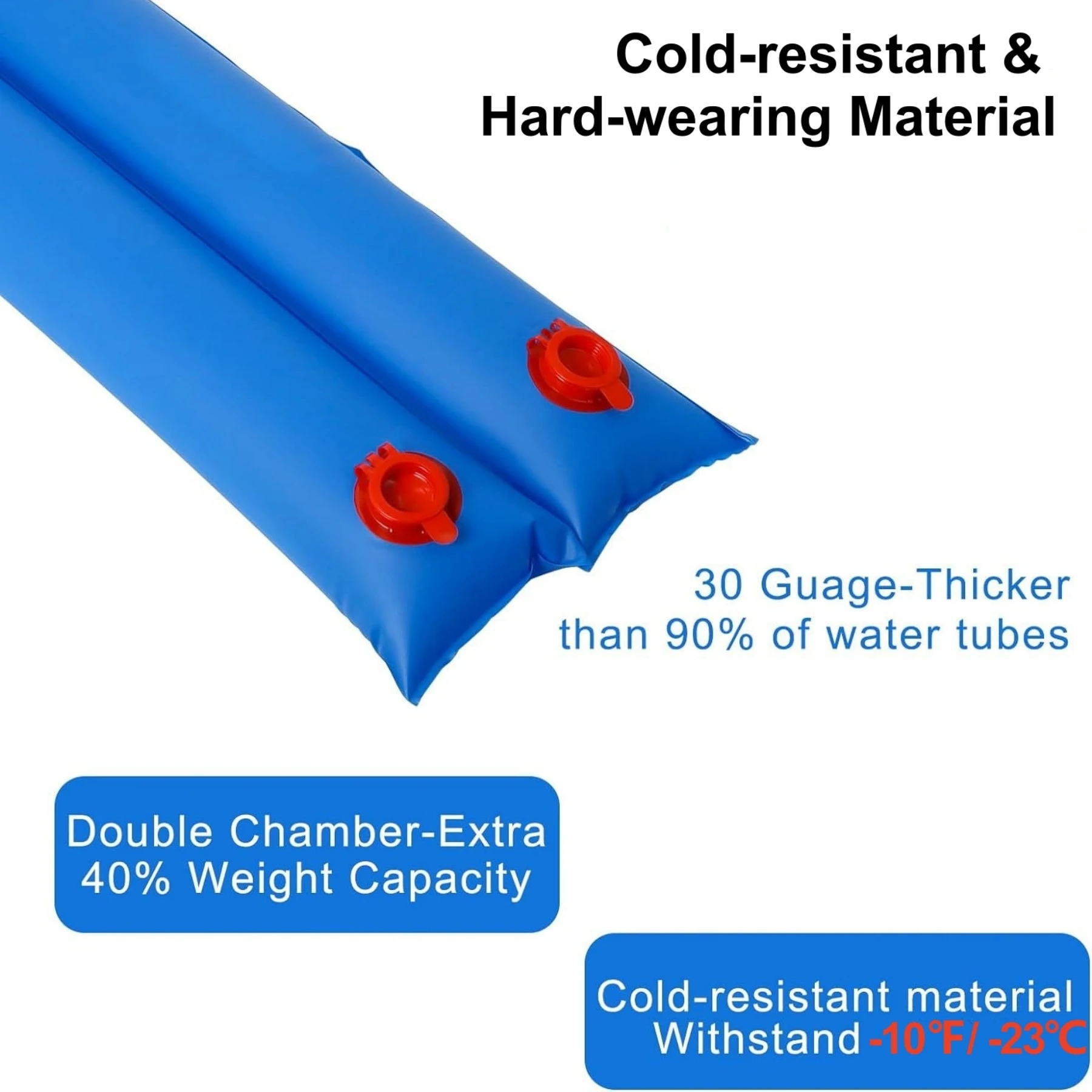 Double Chamber Pool Water Bags, 4ft/8ft Heavy Duty Water Tubes, Winter Pool Cover Weights for Inground Pool Cover Accessories