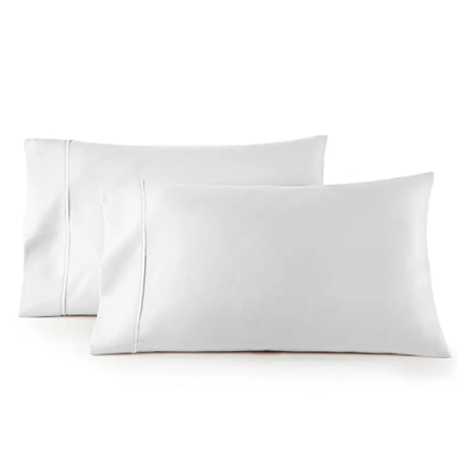 

100% Cotton Percale s Size Set of 2 - Crisp and Cool Long Staple Combed Cotton s with Stylish 4 Inch Hem for Size s - White