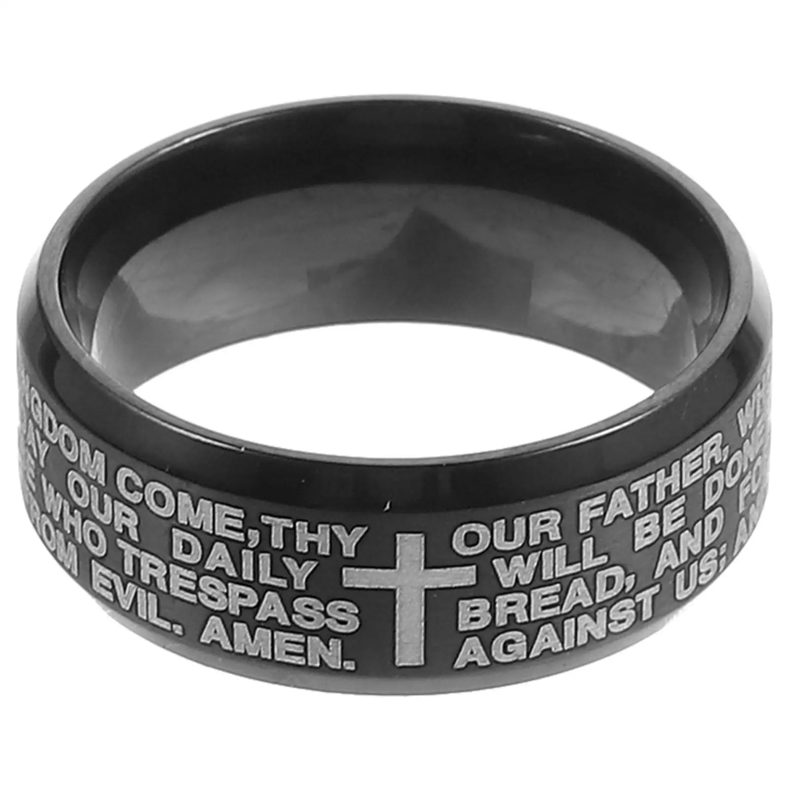 

Stainless Steel Cross Ring Black 8mm Size Durable Comfortable Coin Rings for Men Biblical Gifts Christian Accessories