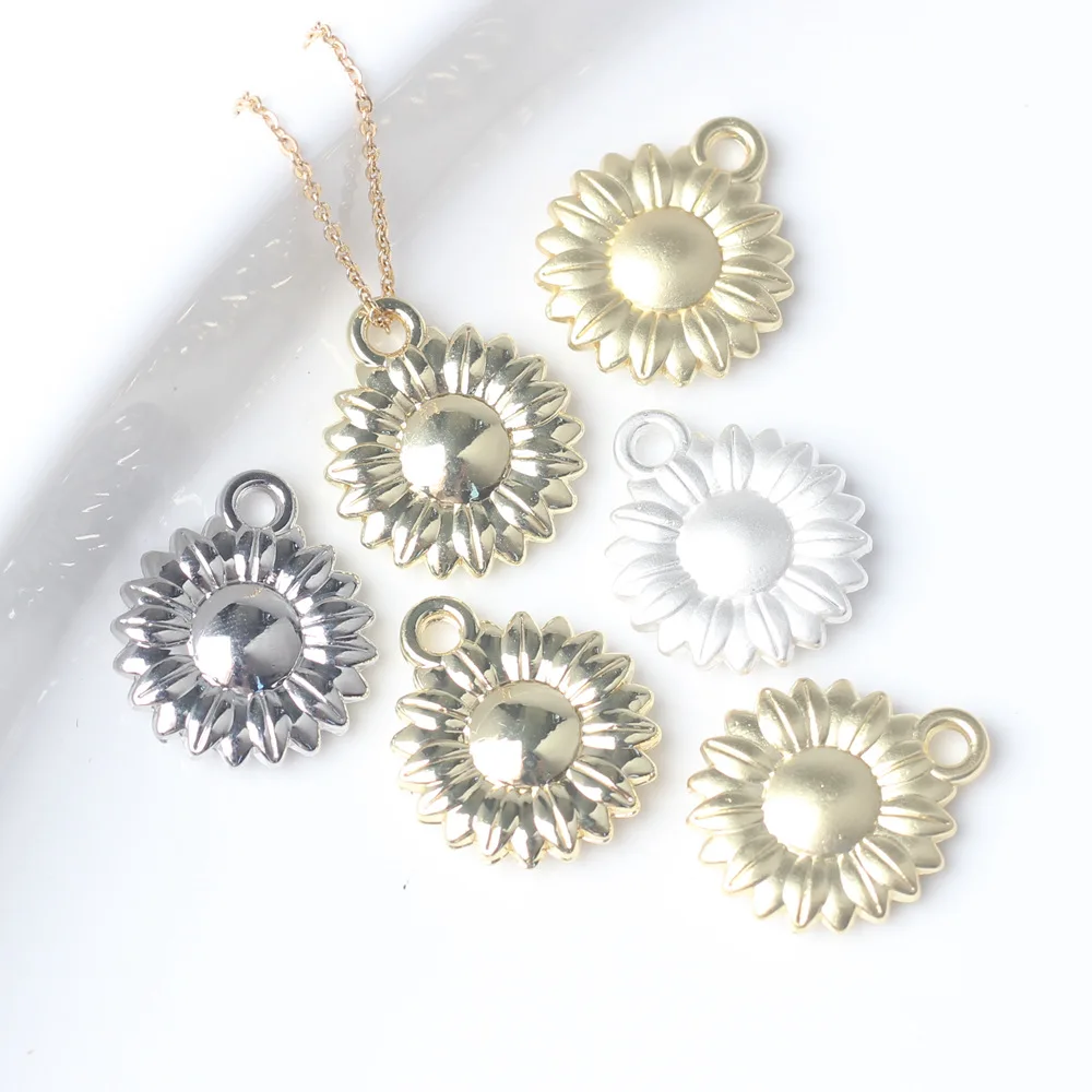 10 Pcs/lot 19*16MM Zinc Alloy Charms Simple Sunflower Pendant for DIY Necklaces Bracelet Jewelry Making Accessories