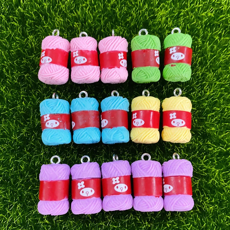 10Pcs Cute Cartoon Mini Knitting Wool Ball Resin Charms Simulation Yarn Ball Pendants for Earrings Keychains DIY Jewelry Make