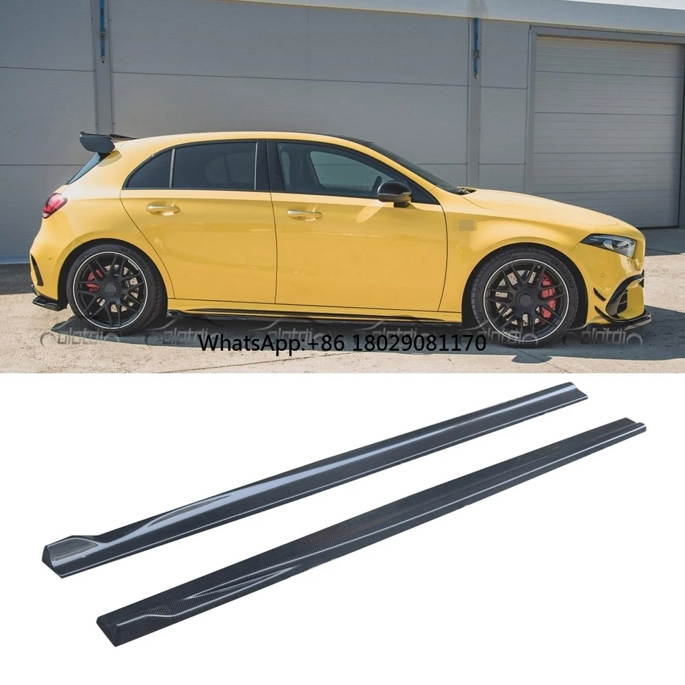 Carbon Side Bumper Extension Lips Side Skirts for Mercedes Benz W177 W118 A35 A45 CLA35 CLA45 2019+