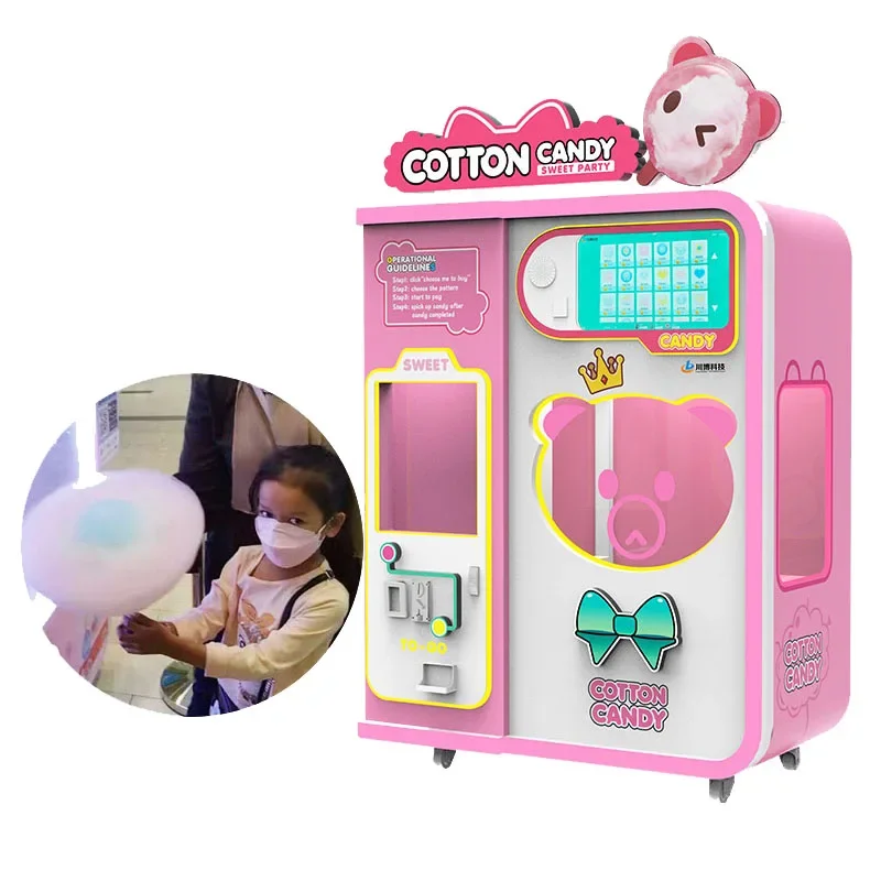 Factory Direct Candy Floss Vending Machine Automatic Cleaning Support Multi-Language Commercial Cotton Candy Machine