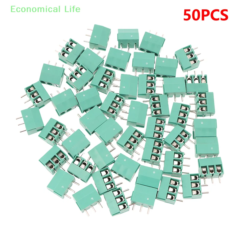 50pcs Kf350-2p 3p 3.5mm 300v 10A Pitch 2 3 Pin Spliceable Plug-in PCB Screw Terminal Block Connector FOR 24-18 AWG CABLE