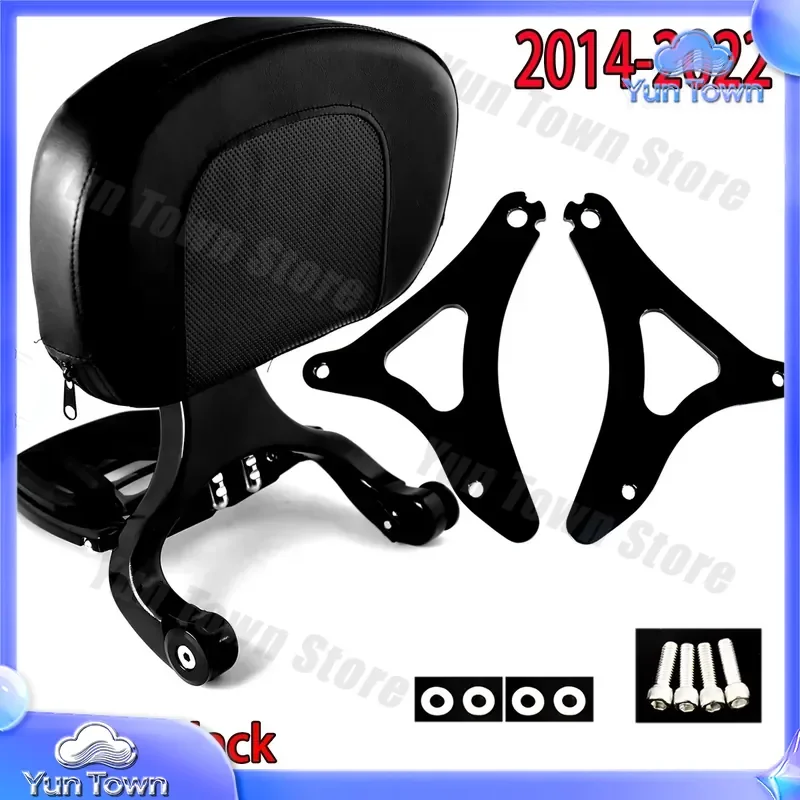 Gloss Black Fixed Mount Driver Passenger Backrest for Harley Touring Electra Glide FLHX Road King 2014-2024 Motorcycle Seat