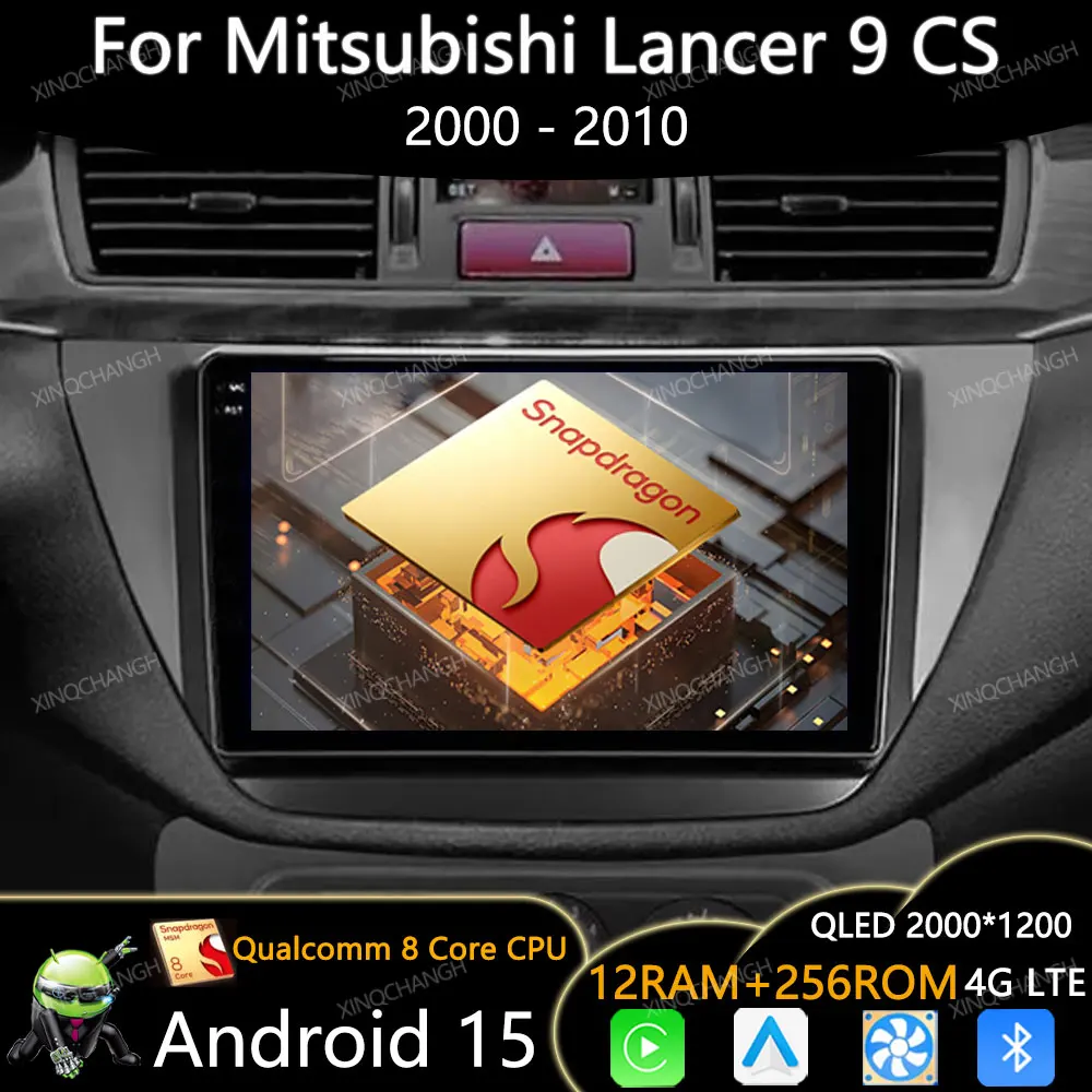 

Автомобильный радиоприемник Android 15 для Mitsubishi Lancer 9 CS 2000-2019, мультимедийный видеоплеер, головное устройство QLED 4G WIFI Qualcomm Carplay Auto