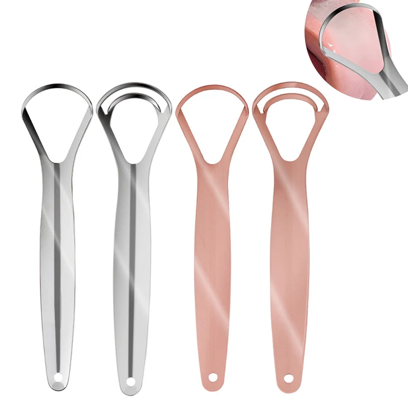 1Pc Portable Single/Double Layer Tongue Scraper Reusable Stainless Steel Oral Mouth Brush Tongue Scraper Fresh Breath Maker