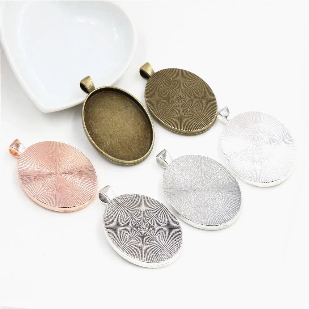 5pcs 30x40mm Inner Size 5 Colors Plated Simple Style Cabochon Base Setting Charms Pendant Tray For Necklace