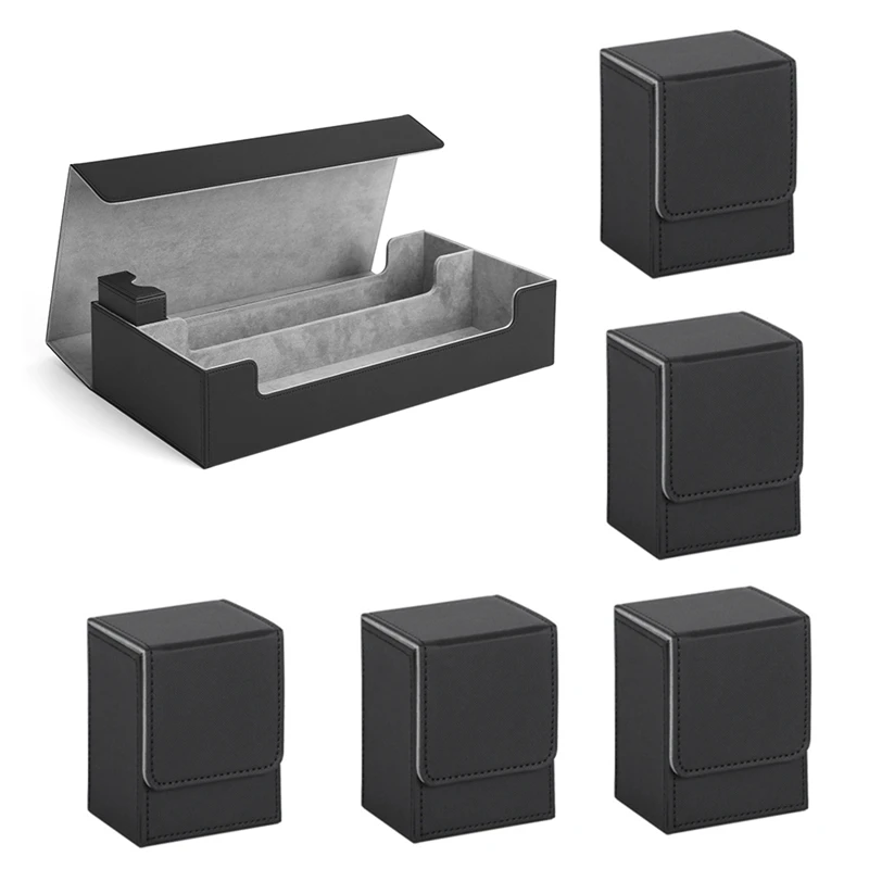 1Set Magnetic Card Storage Box Top Side-Loading Deck Case Game Cards Box Black Black