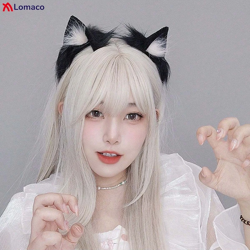 Cat Ears Headband for Women Cartoon Black Plush Hair Band Anime Cosplay Props Cute Hairband Headwear Girls Hair Accessories