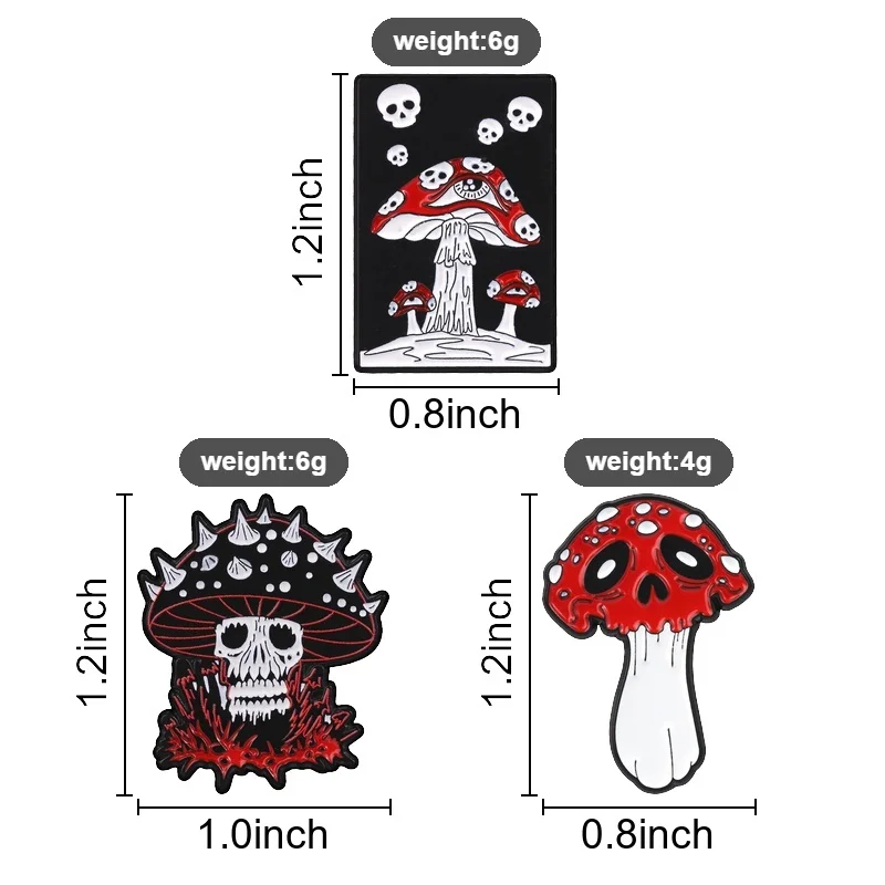 Dark Gothic Skull Poisonous Mushroom Badge,Halloween Eerie Plants Enamel Pin,Fashion Accessory,Halloween Gift for Gothic Lovers