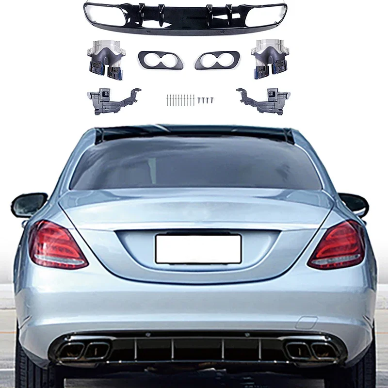 Fit for Mercedes-Benz C-Class W205 14-21 Executive Edition Normal Edition C43 C63 Bumper Diffuser Lip with Exhaust Accessories