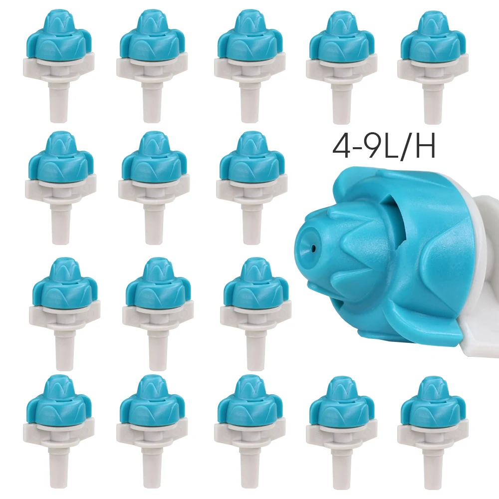 20PCS Lake Blue OD-6mm Misting Nozzle Garden Spray Sprinkler for Patio Greenhouse Lawn Watering Atomizer 0.25M Radius Fogging