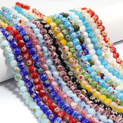 Perline a lume di fiore a 1 filo perline di vetro rotonde perline allentate multicolori per la creazione di gioielli collane fai da te accessori per bracciali