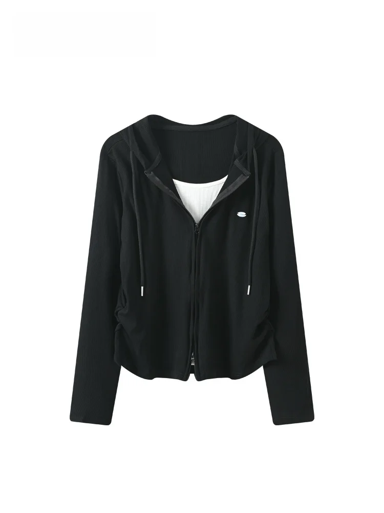 

Женская толстовка большого размера с длинным рукавом, весенняя, в стиле колор-блок, повседневная, с эффектом двухслойности, в корейском стиле