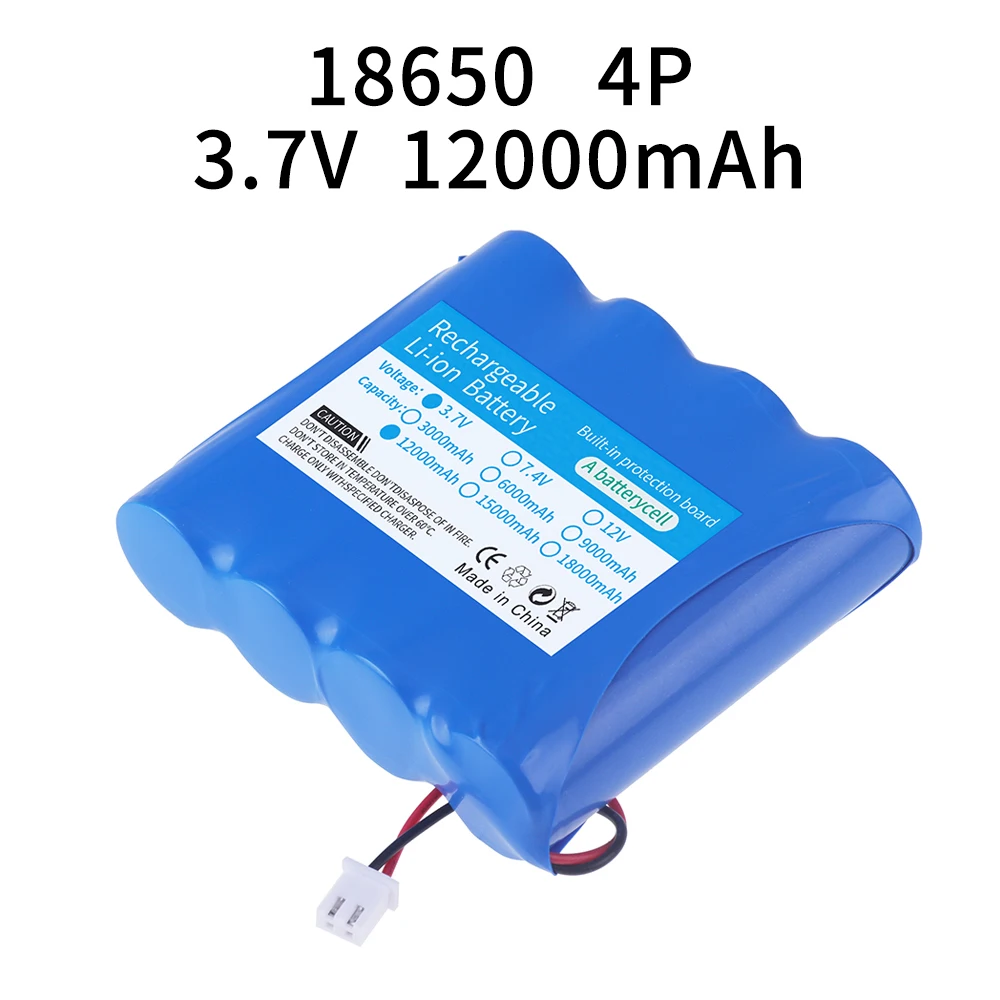 3.7V 7.4V 11.1V 12V 18650 12000mAh met draden Lithium-ion oplaadbare batterij met PCB voor Bluetooth Speaker zonne-koplampen