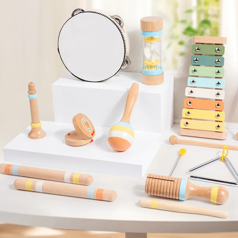 Orff-Conjunto de instrumentos para bebé, juguete educativo de música, desarrollo sensorial, coordinación mano-ojo para niños