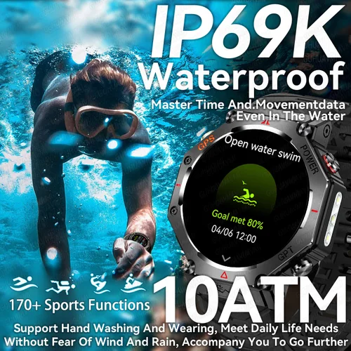Imagen 2 del producto Reloj inteligente T-Rex 3 Ultra militar con GPS, resistente al agua hasta 10ATM, brújula, altímetro, barométrico AMOLED, llamada HD, reloj inteligente deportivo para hombres