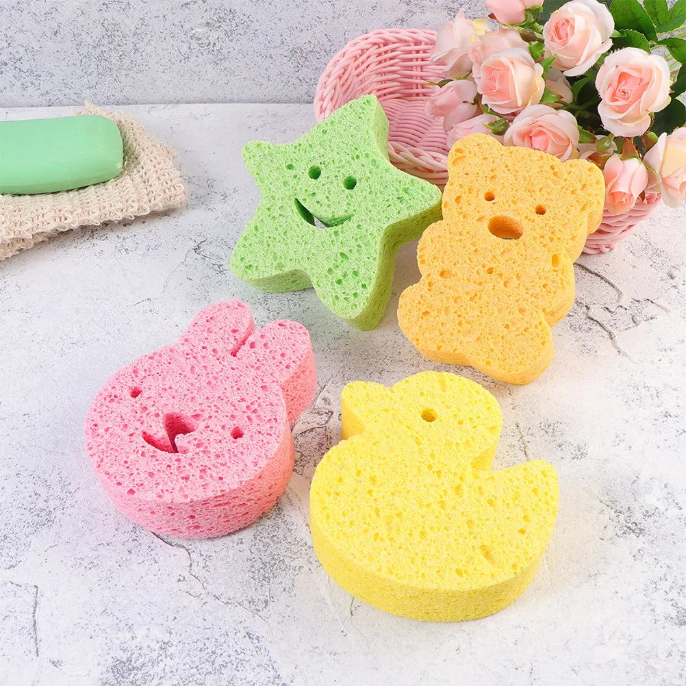 3Pcs Infant Bath Sponge Cute Toddler Shower Sponges Small Gentle Exfoliating Body Wash Sponge for Baby Small Bath Sponges