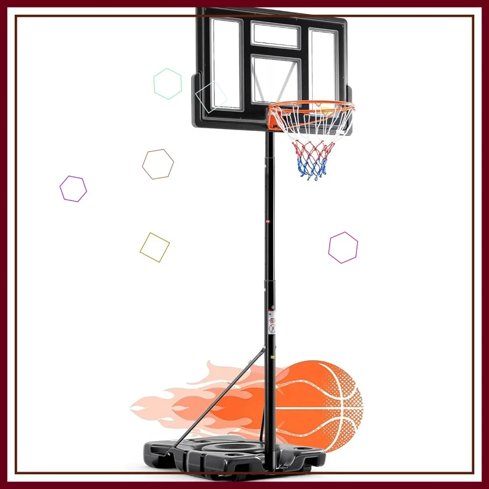 

Регулируемое портативное баскетбольное кольцо длиной 10 футов для взрослых на открытом воздухе, 44-дюймовая небьющаяся доска с амортизирующим ободом и колесами