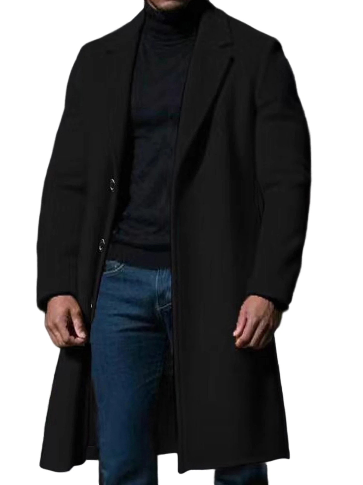 

Мужское шерстяное пальто с горошком, зимнее теплое однотонное однобортное пальто с длинными рукавами, плащ