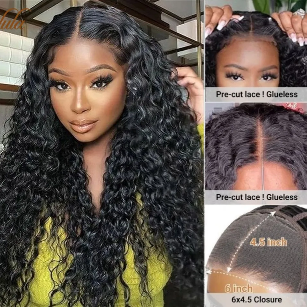 Nadula Hair 6X4.5 Pre Cut Lace Closure Wig Upgrade Breathable Cap Glueless Air Wigs Water Wave Beginner Friendly