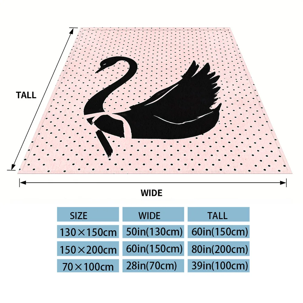 Black Swan on Pink Flannel Luxury Blanket, Lightweight And Comfortable Woolen Blanket, Ultra-Fine Fiber