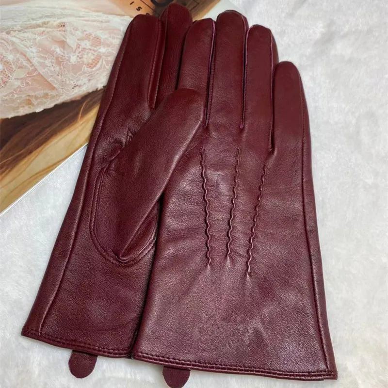 real-leather-gloves-women's-winter-fleece-lined-thin-driving-riding-sheepskin-gloves-warm-touch-screen-compatible