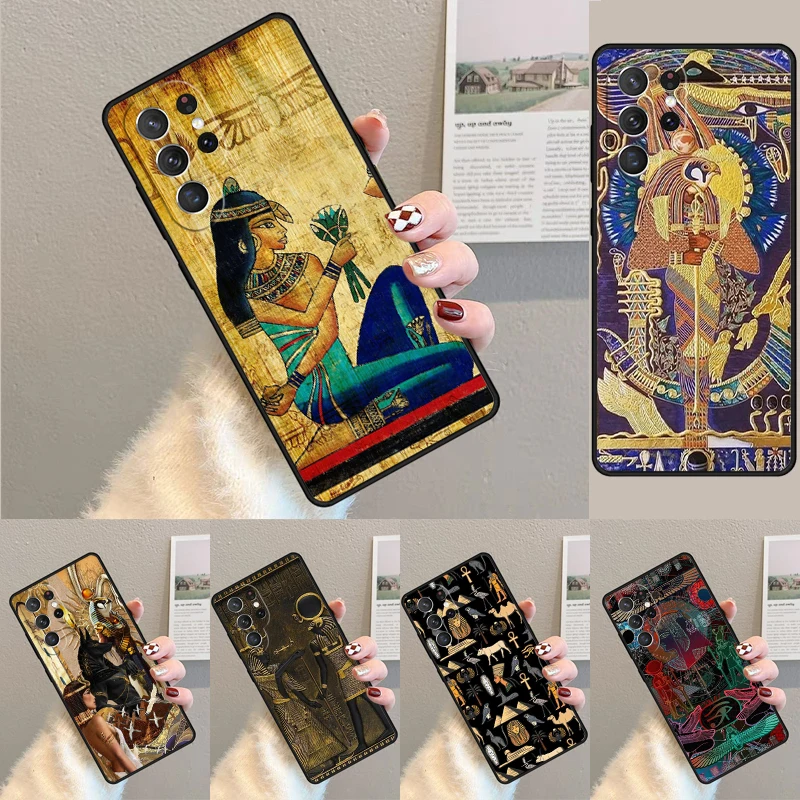 Egypt Pharaoh Mural phone case Cover For Samsung Galaxy S24 Ultra S21 S22 Ultra S8 S9 S10E Note 10 Plus Note 20 FE S23