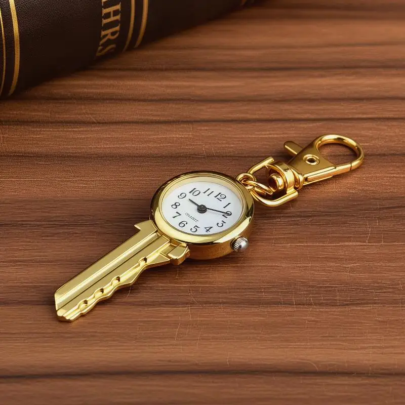 Mini Key Shaped Quartz Watch with Keychain Clear Dial Fashion Bag Pendant Unique Gift for Graduation Back to School Season