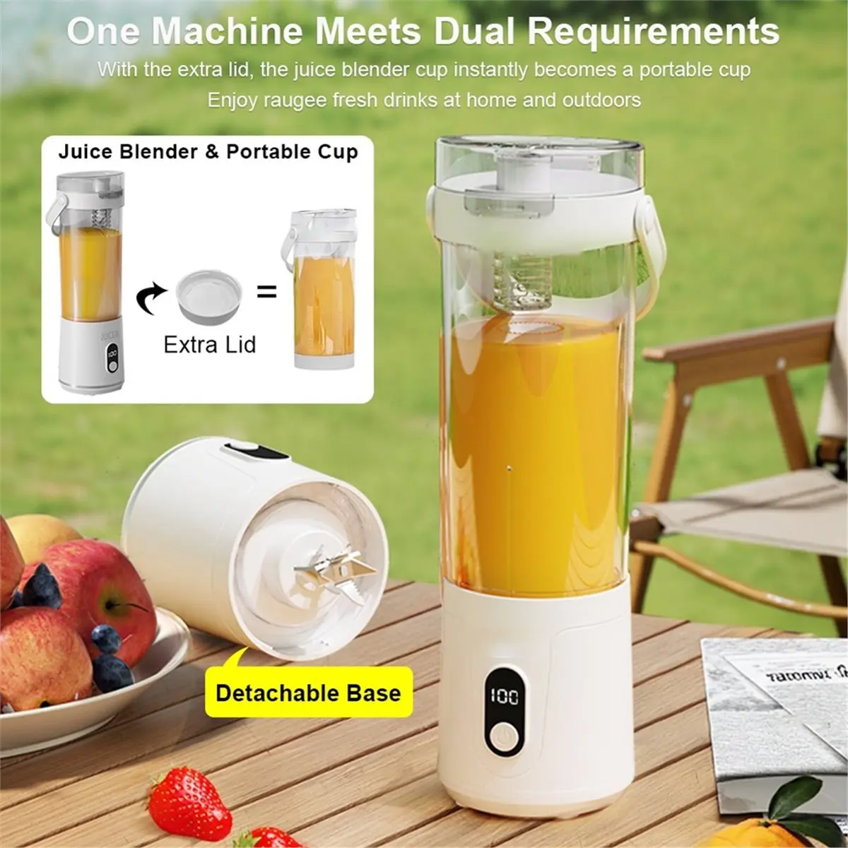 RECOMENDAR】Electric Blender Portable Juicer Cup USB Rechargeable Smoothie Blender Fruit Juicer Cup Outdoor Juicer Blender