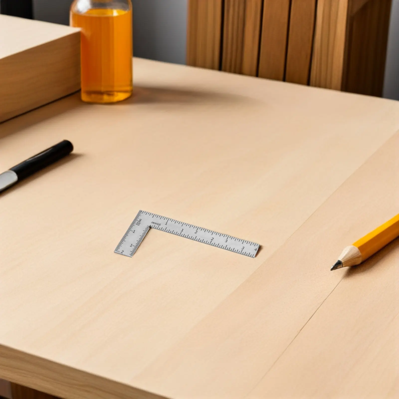 Stainless Steel L-Shaped Mini Square Ruler 4x2 Inch Multifunctional Right Angle Measuring Tool for Carpentry Engineering