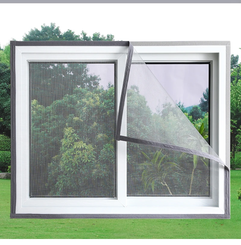 Graues, selbstklebendes Anti-Mücken-Fensternetz, Sommer-Insektenschutznetz für Türen und Fenster, anpassbare Größe – Detail 7