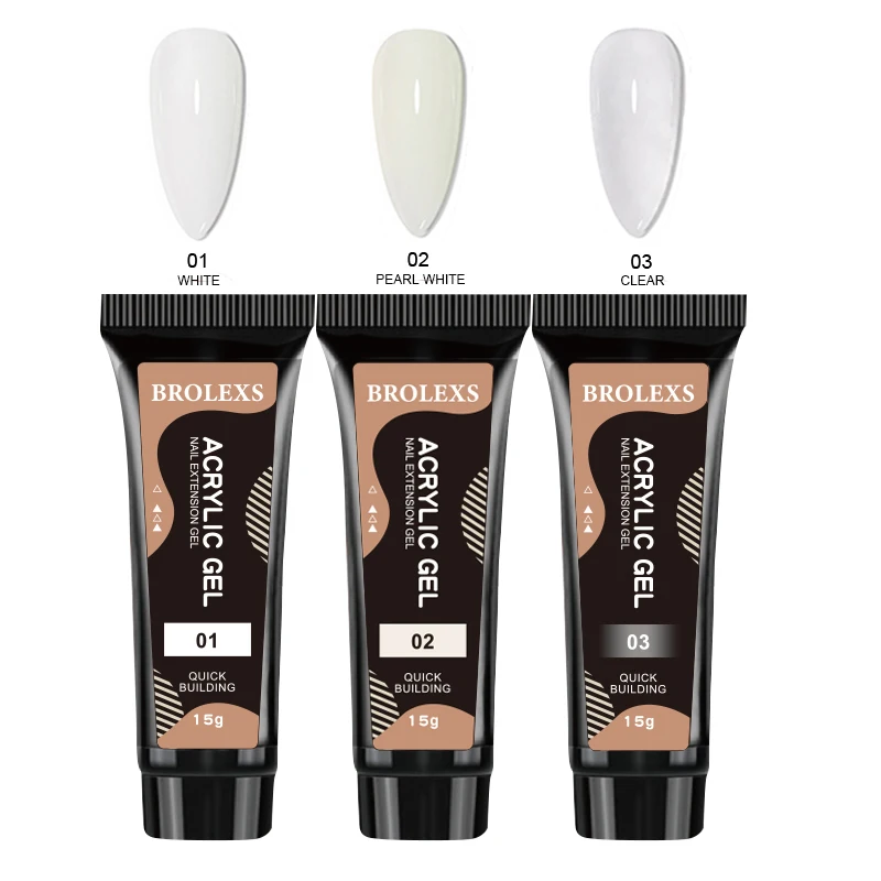 مجموعة جل أظافر بولي 15 مل، جل تمديد أكريليك بلون نقي، جل أظافر منشئ كريستالي سريع للتصميم الفني، يمتد أطراف أصابع الأظافر