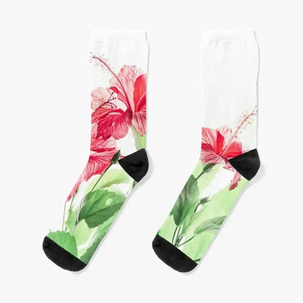 

Hibiscus Socks Stockings man with print halloween christmass gift Socks For Women Men's