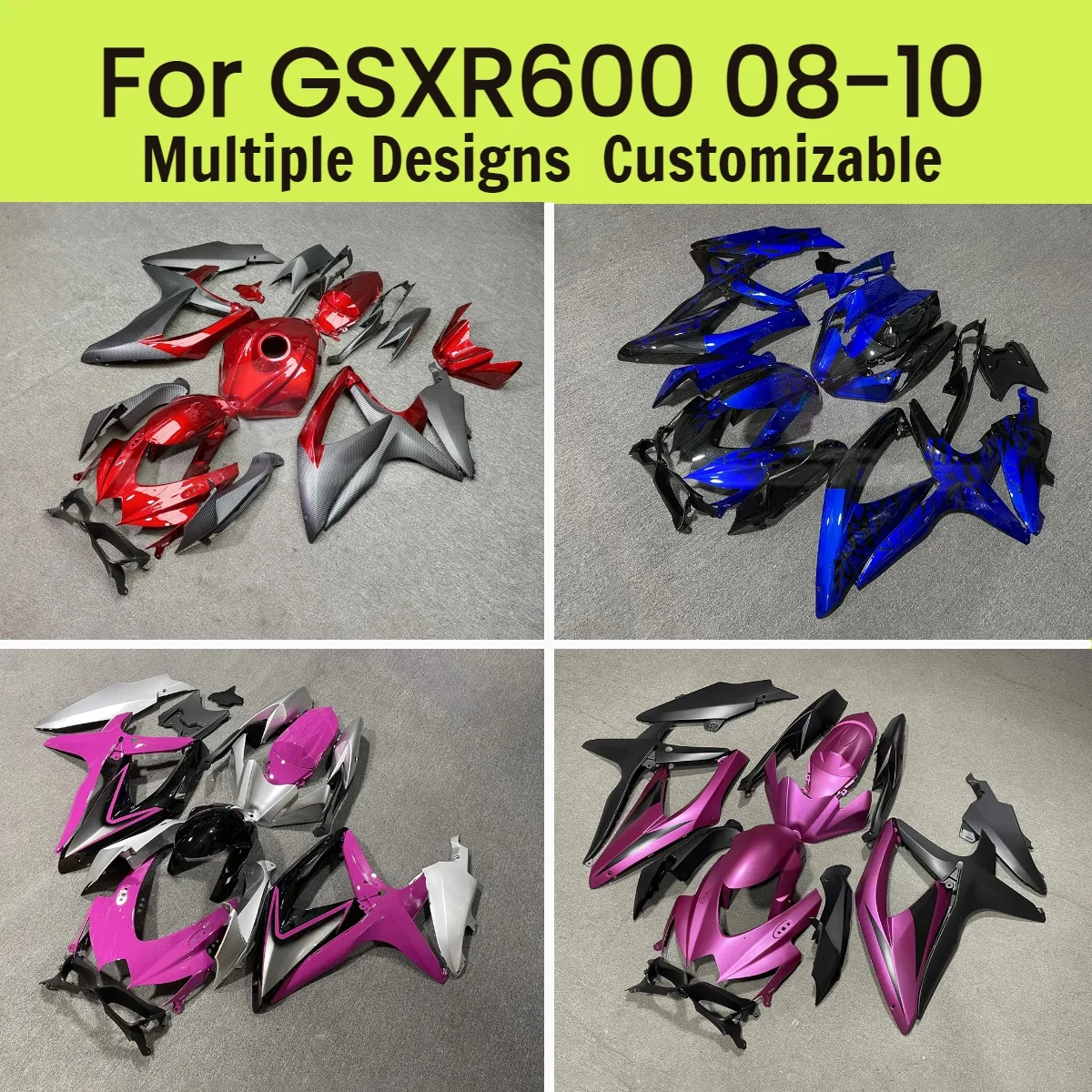 

Fit Fairing Kit GSXR600 GSXR750 2008 2009 2010 Motorcycle Bodywork Fairings ABS Injection Molding for GSXR 600 750 08 09 10