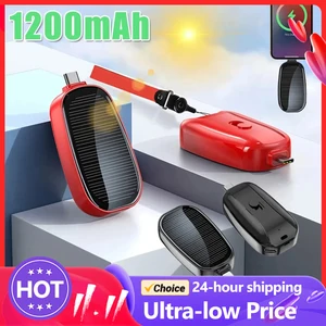 Taşınabilir Güneş Enerjisi Anahtarlık Telefon Şarj Cihazı 1200mAh Tip-C güç Bankası kablosuz iPhone, Samsung, Huawei, pil için acil güç bankasının en büyük satışlarından 12'si, samsung №6'nın indüksiyonu