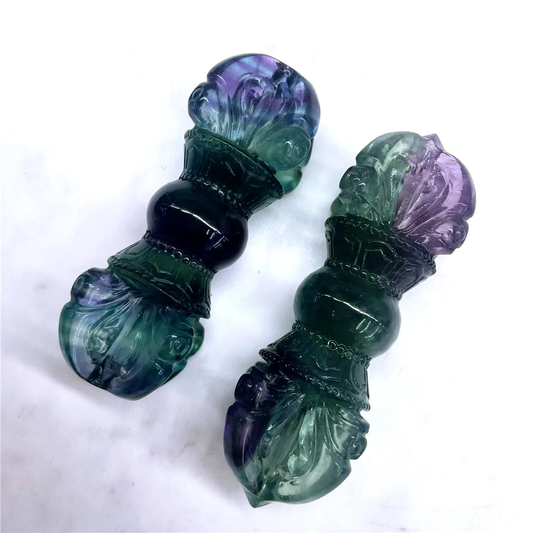 8cm Natural Rainbow Fluorite Vajra Magic Pestle Sculpture Crystals Dorje Phurba Aesthetic Decor Wicca Dr Stone New Products