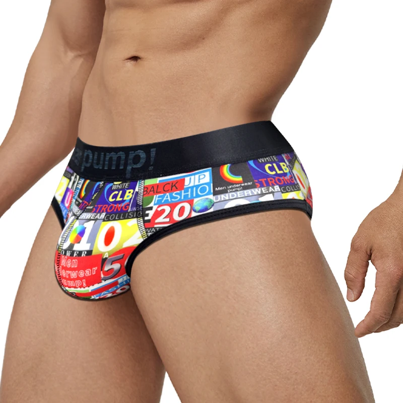 

Men Racing Flag Print Nylon Briefs Wide Gradient Waistband Soft Breathable Male Underwear MP2123