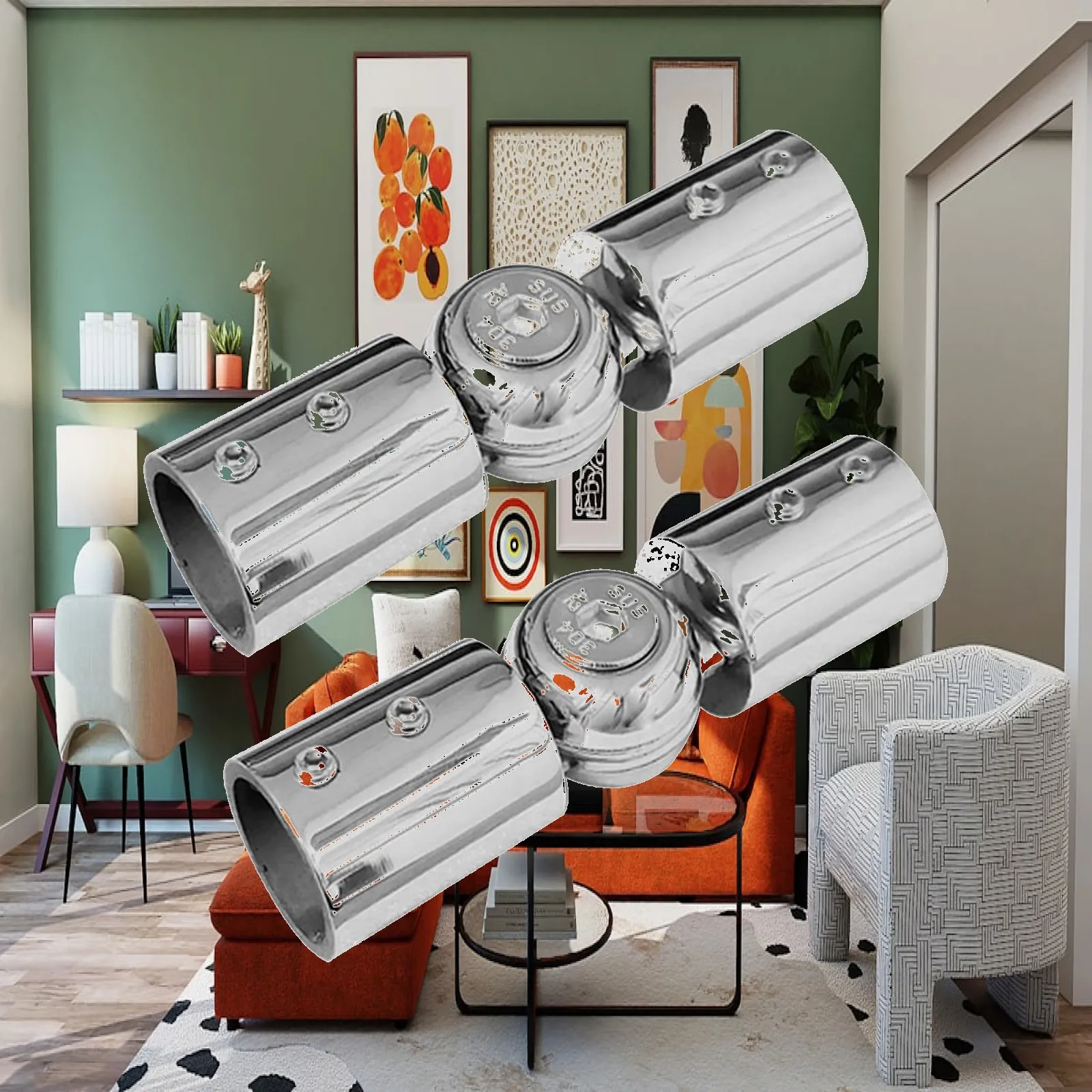 2 Pieces Rod Connector Universal Connection Stainless Steel for Bay Window Blinds with Screws Elbow Connector Adjustable Angle
