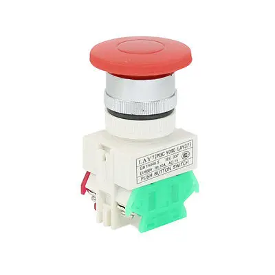 LAY37 AC 660V 10A NO/NC DPST 22mm Thread Diameter Green Momentary Pushbutton Switch