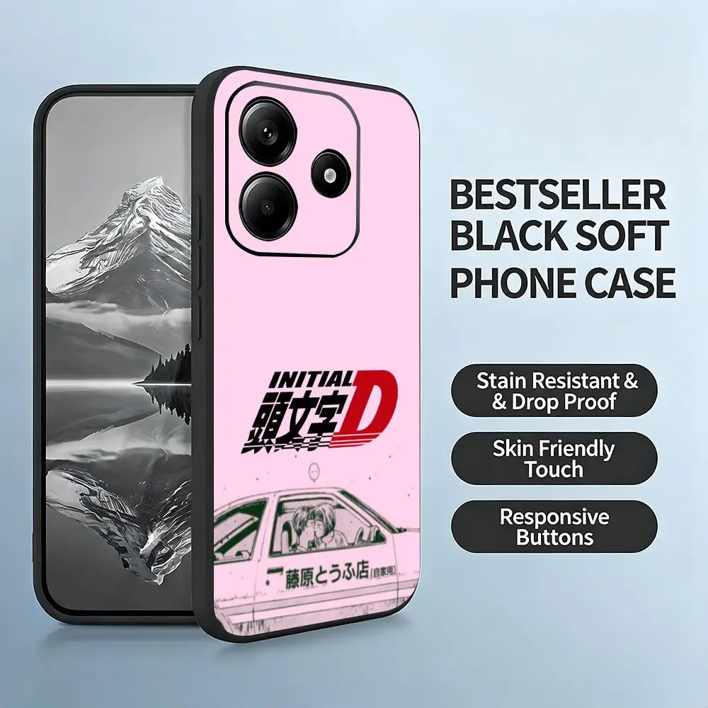 Drift car Anime Initial D Phone Case For Xiaomi Redmi Note 17 15 14 13 12 11 Pro Plus S 5G 14C A3 Soft Black Phone Cover
