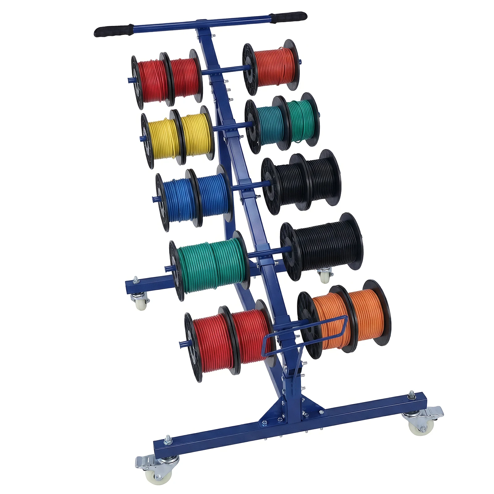 

Стойка-держатель для кабельных катушек с 5 стержнями, тележка для кабеля, диспенсер для проводов на колесах, грузоподъемность 300 фунтов, для промышленного и розничного использования
