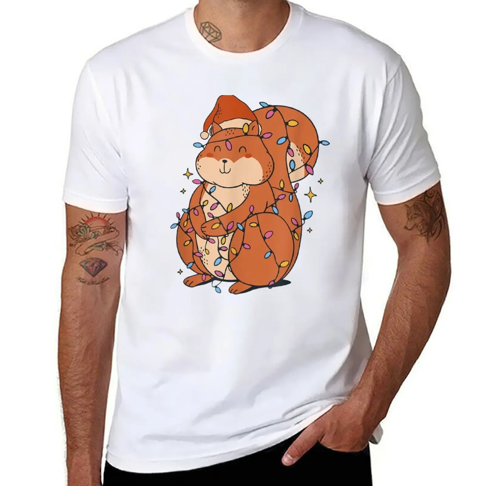 

Squirrel Christmas Lights funny christmas gift idea for Squirrel lovers T-Shirt t shirt man plain T-Shirt