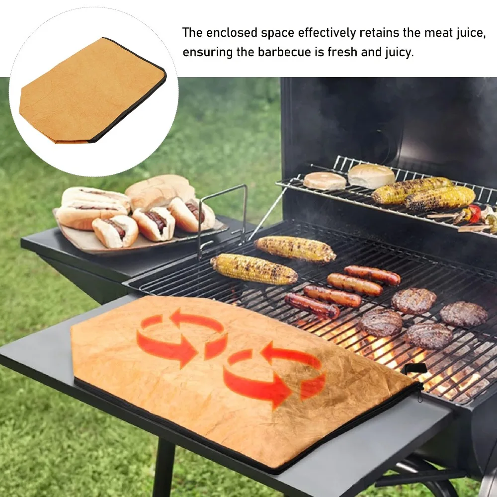 Foil Lined Insulated Takeout Bag Waterproof Khaki Food Delivery Tote Zipper Closure Foldable BBQ Carrier Bag Hot Food Transport