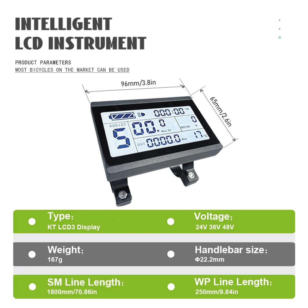 Display Ebike KT LCD3 LCD3U Display muslimcon misuratore intelligente USB per Kit di conversione motore mozzo bicicletta elettrica