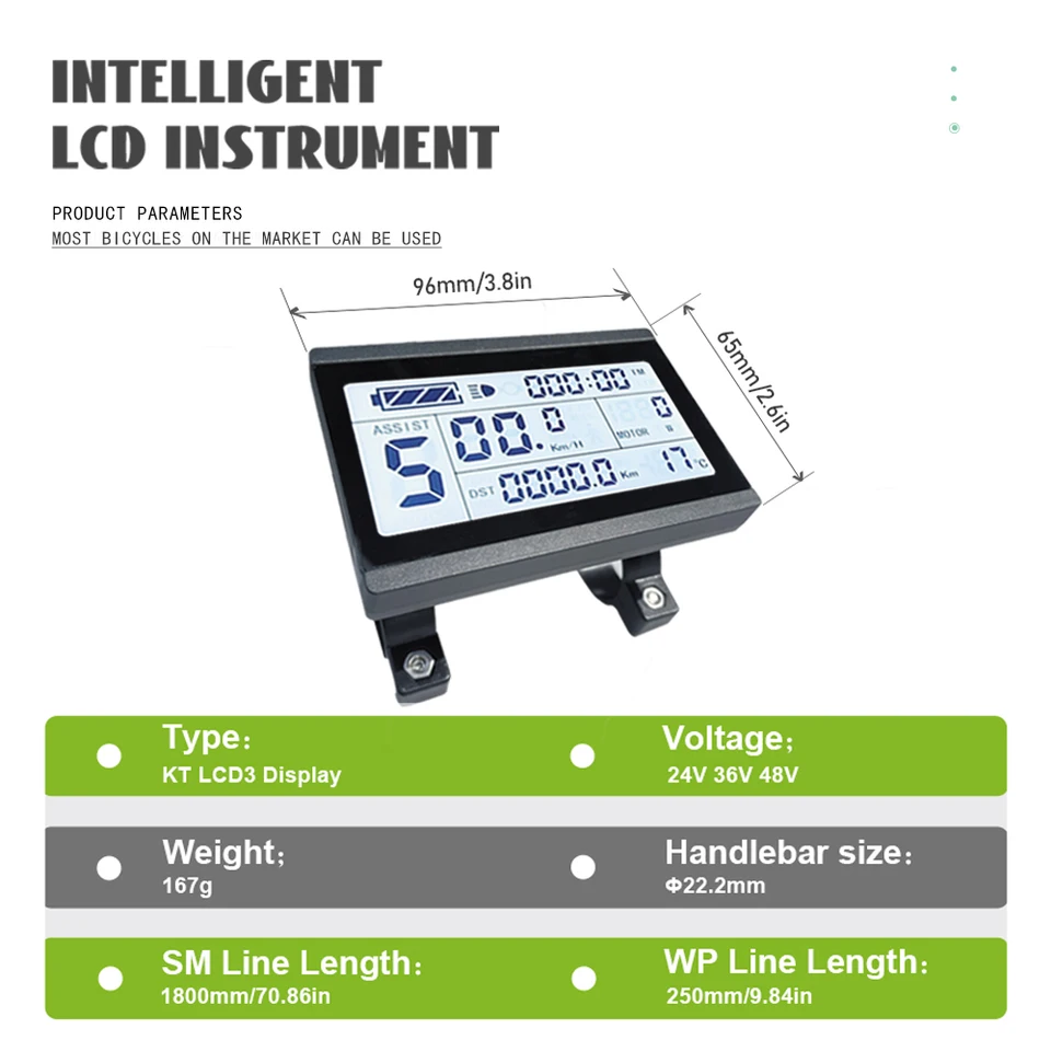 Ebike Display KT LCD3 LCD3U Display 24V36V48V72V with USB